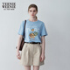 Teenie Weenie女裝簡(jiǎn)約時(shí)尚夏裝清新多巴胺大熊短袖T恤打底衫 淺藍色 S (160)