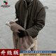 西域駱駝（VANCAMEL）高檔ZOZOFOREST蛇皮座山雕棉服外套男冬季加絨美式飛行員夾克短款 灰棕色【升級款】 可拆卸帽 M (適合)100-115斤