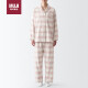 无印良品（MUJI）女式 无侧缝法兰绒 睡衣 家居服套装  粉红色格纹3A M 