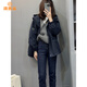 派吉鯊連帽沖鋒 衣外套女加棉加厚中長(cháng)款秋冬裝新款2025顯瘦棉服上 青黑色 原版 S 80-100斤左右