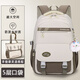 MOONRDEEN新款書(shū)包女初中生大容量輕便護脊雙肩包簡(jiǎn)約時(shí)尚少女高中學(xué)生背包 棕配白兩件套