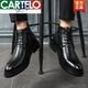卡帝樂鱷魚（CARTELO）2025新品春季透氣馬丁靴男中幫皮靴高幫皮鞋商務(wù)正裝側(cè)拉鏈男士靴 黑色 44