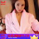 貓人（MiiOW）韓版睡女秋法蘭絨性感珊瑚絨保暖加厚加絨長(cháng)款睡袍浴袍冬白色 粉紅色粉袍 S