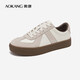 奧康（Aokang）官方女鞋 春季新款女鞋休閑鞋百搭時(shí)尚德訓鞋潮流板鞋 米/杏 37 235mm