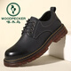 啄木鳥(niǎo)男鞋軟底大頭皮鞋男韓版真皮休閑鞋牛筋底工裝鞋男英倫鞋潮 黑色 40