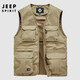 JEEP SPIRIT吉普馬甲男春秋戶(hù)外運動(dòng)多口袋網(wǎng)眼釣魚(yú)速干背心男外套