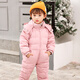 喜雅萌大童連體羽絨服6-7歲中大童冬裝連身羽絨服加厚保暖外出服滑雪服 靚麗粉 130(建議身高115-120)