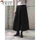啄木鳥(niǎo)秋冬新款灰色呢子裙褲女日常通勤寬松高腰闊腿毛呢褲顯瘦百搭 黑色 XL 建議130-145斤