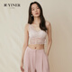音兒（YINER）內衣【明星同款花漾輕紗】蕾絲背心吊帶內搭美背內衣女帶胸墊文胸 花漾淡粉（短款） L