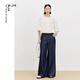 噢姆（AUM）【品質(zhì)臻選】AUM噢姆2025年春季新款棉感復古天絲牛仔褲闊腿褲女 深藍 S