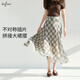 伊芙麗（eifini）伊芙麗時(shí)髦飄逸長(zhǎng)款顯瘦大裙擺A字黑白格紋半裙女2025夏季新款 棕色 M 100-110斤
