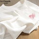 La Chapelle Sport拉夏貝爾純棉短袖t恤女夏季圓領休閑百搭時尚潮牌寬松透氣打底衫 白色(唯一心胸標) XL (推薦130-150斤)