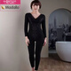 莫代爾秋冬款加強版德絨加厚保暖連體塑身衣后脫式帶胸墊燃脂塑形美體衣 長(cháng)袖長(cháng)褲 后脫黑色(帶胸墊) XL 建議121-140斤