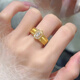 金啟順999足金鴿子蛋黃金戒指5D鑲莫桑奢華中古司鳳足金戒子婚戒送女友 白莫桑足金戒指18號【金重2.25g】