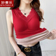 妙麥樂(lè )保暖加絨加厚背心女V領(lǐng)冬季蕾絲拼接帶胸墊內衣無(wú)袖打底上衣