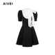 AIVEI欣賀艾薇2025春季甜美淑女宮廷千金蝴蝶結(jié)連衣裙S712202A 黑色 M