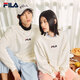 FILA 斐樂(lè )女裝衛衣男女同款套頭衛衣秋冬情侶款休閑加絨保暖長(cháng)袖上衣 奶鹽白-IV S 165/88A/S