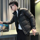 杰遜斯立領(lǐng)棉衣男士冬季外套短款潮流痞帥加厚保暖羽絨棉服男裝潮牌棉襖 F186黑色 L 建議110-130斤