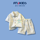 FNJ KIDS男童襯衫套裝2025夏季帥氣寶寶夏裝衣服兒童短袖兩件套薄款 淺藍色 120 （建議身高110-120cm）