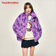 陸心媛2023秋冬防寒外套保暖寬松休閑舒適女士上衣外套毛絨毛呢外套 紫色 均碼