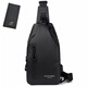 袋鼠高品質(zhì)防潑水大容量男士胸包休閑運動(dòng)小背包單肩斜挎包包潮流男包 酷黑[送錢(qián)夾]