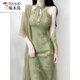 啄木鳥(niǎo)（TUCANO）新款新中式女裝古風(fēng)改良旗袍年輕款少女高端氣質(zhì)掛脖連衣裙子夏 綠色開(kāi)衫+旗袍 兩 XL