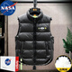 NASA RHUDE羽絨馬甲男秋冬季外套男士加厚保暖立領(lǐng)羽絨無袖馬夾上衣休閑背心 黑色 4XL (155-175斤)