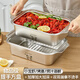 沃德百惠（WORTHBUY）烤魚盤子食品級(jí)不銹鋼家用撈汁海鮮小龍蝦專用托盤烤盤方盤備菜盤 兜兜熊-加厚中號(hào)加深款