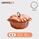 小幸福鑄鐵（KITCHEN LITTLE HAPPINESS KITCHEN）小幸福鑄鐵南瓜琺瑯鍋燉鍋煲湯鍋多功能鍋家用搪瓷湯鍋電磁爐通用 20cm桔色南瓜羊角鍋扭內(nèi)白 20cm