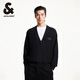 杰克·瓊斯（JACK&JONES）百搭潮舒適胸前貼布羅紋袖口及底擺寬松毛衣針織衫男裝225113004 E40黑色 常規 M