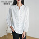 塔馳密司（touchmiss）長(cháng)袖襯衫女白色日系慵懶風(fēng)氣質(zhì)上衣女士時(shí)尚百搭襯衣繡花衣服 自然白（預售） 均碼