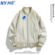 NY-MR潮牌聯(lián)名美式復古棒球服外套男女同款春秋季戶(hù)外休閑飛行夾克 YKCP-JK88#米白色 XL