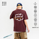 熊貓·本2025年夏季新款印花T恤男日常百搭基礎休閑圓領(lǐng)學(xué)生情侶短袖 四葉草酒紅色 索羅娜面料 M
