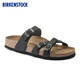 BIRKENSTOCK勃肯德國進口女款牛皮革涂油舒適軟木Franca三扣涼拖 黑色窄版1021203 38