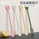 半物生活硅膠刮刀硅膠勺子果醬抹刀長(cháng)柄攪拌棒咖啡勺刮勺食品級烘焙硅膠鏟 綠色雙頭硅膠刮刀