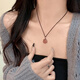 自由說(shuō)草莓色貓爪吊墜項鏈女款高級感搭毛衣鏈配飾品2026新款閨蜜鎖骨鏈 項鏈