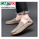 卡帝樂鱷魚（CARTELO）夏季頭層牛皮休閑皮鞋男真皮透氣軟底豆豆鞋男英倫懶人鞋韓版潮流