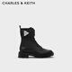 CHARLES&KEITH英倫風(fēng)機車靴系帶馬丁靴子女靴七夕禮物CK1-90900123 Black黑色 37