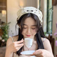 叕二叕 頭巾女三角巾針織鉤花鏤空甜美可愛(ài)少女風(fēng)田園花朵草莓 米白色 條