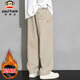 大嘴猴（paul frank）牛仔褲男秋冬季美式休閑褲男士寬松闊腿褲子男褲 卡其色加絨 XL