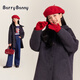 BARRY BANNY女童秋冬裝6-14歲兒童中長款洋氣大衣女孩中大童寬松百搭毛呢外套 深灰色大衣 150-160cm(80-100斤)