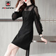 AEMAPE假兩件連衣裙女2025春秋冬季新款韓版時(shí)尚赫本風(fēng)小個(gè)子裙子女裝 黑色 L 【105-120斤】