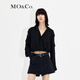 MO&Co.混紡鏤空法式極簡(jiǎn)風(fēng)短款真絲襯衫上衣設計感小眾 黑色 S 160