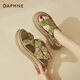 達(dá)芙妮（DAPHNE）七夕涼鞋女外穿厚底露趾沙灘鞋夏季新款國(guó)風(fēng)新中式繡花女鞋 綠色 跟高5cm 38 (240mm) 標(biāo)準(zhǔn)碼
