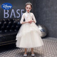 迪士尼（Disney）女童公主裙禮服兒童中式晚禮服小女孩生日裙鋼琴演出服2025春季新 香檳色 130