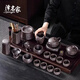 澤名家景德鎮(zhèn)紫砂壺功夫茶具套裝家用中式陶瓷泡茶壺茶杯子浮雕龍紋整套 紫砂茶具套裝 22頭