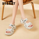 星期六（St&Sat）厚底沙灘鞋女2024夏季新款露趾魔術(shù)貼時(shí)尚涼鞋百搭防水臺女鞋子 銀色 35