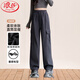 浪莎闊腿休閑工裝褲女春季高腰寬松顯瘦梨形身材美式運動(dòng)休閑直筒衛褲