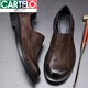 卡帝樂鱷魚（CARTELO）真皮時尚男士皮鞋2025新款套腳百搭商務(wù)休閑鞋一腳蹬男鞋大碼新品 咖啡色 44