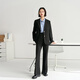 伯德小姐黑色休閑西裝女通勤面試套裝職業(yè)正裝高級感職場(chǎng)西服外套 DX137 黑色套裝【搭配直筒褲】 L 適合110-120斤可穿